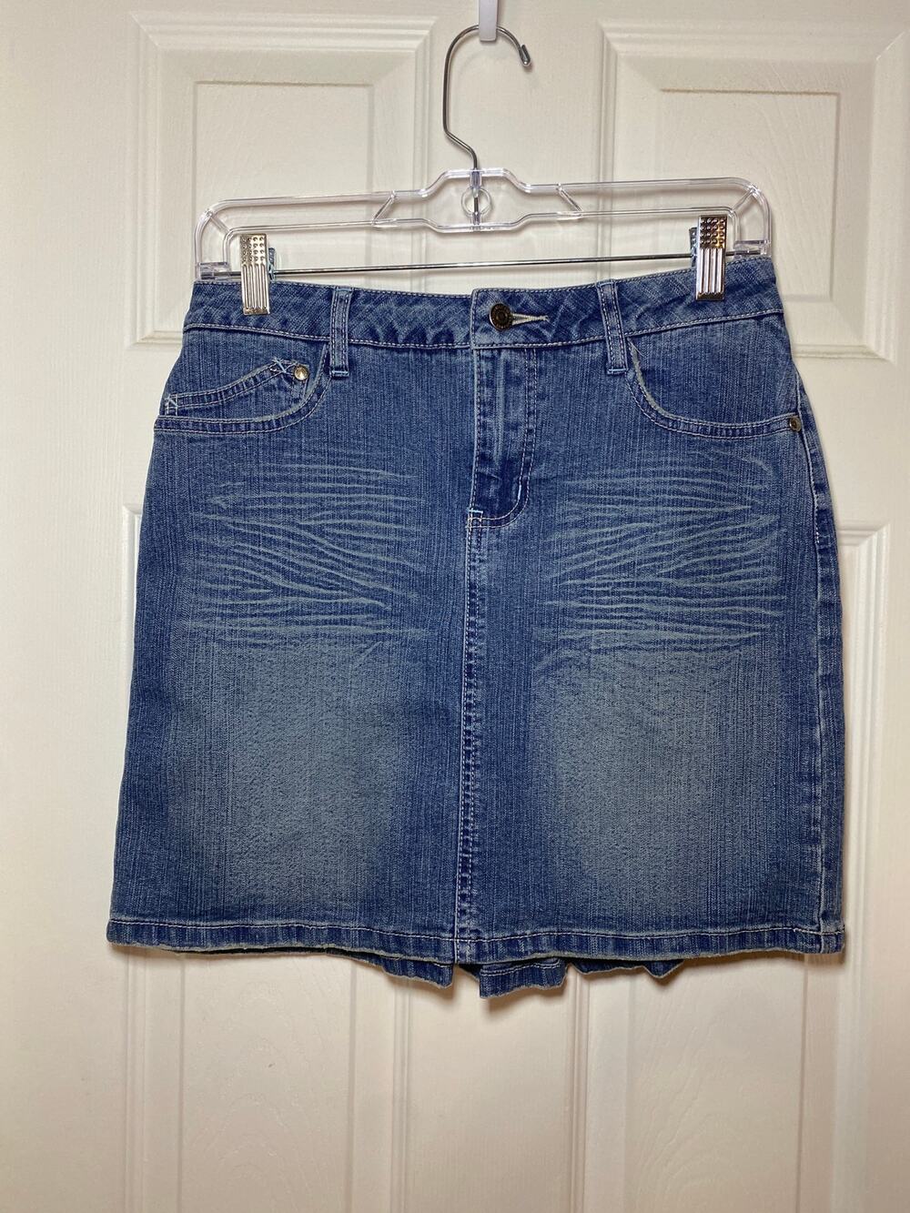 Vintage Y2K Somethin' Else by Skechers Denim Mini Skirt Pleated Back Size 9